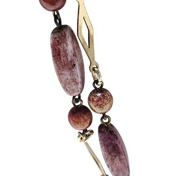 Elegant Gold Tone Beaded Necklace Pink White Purple Beads Fashion Jewelry Women - Picture 2 of 7